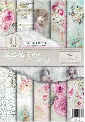Produktbild von Reispapier-Set A4 – RP030 Shabby Chic for Spring – ITD Collection