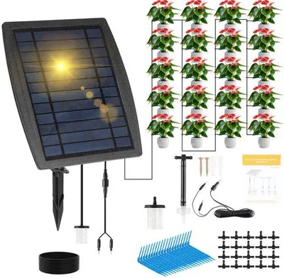 Image de Système d'arrosage automatique à énergie solaire, arrosage goutte à goutte automatique pour les plantes sans raccordement à l'eau, avec minuterie