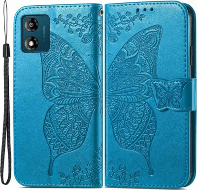 Produktbild von Motorola Moto E13 Hülle - Coverup Schmetterling Klapphülle - Blau