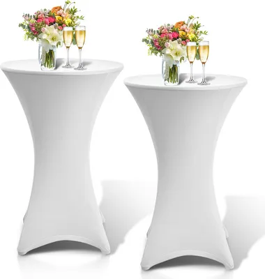 Immagine prodotto di Set di 2 copritavoli elasticizzati per tavoli alti Ø 60 cm Copritavolo Tavolo da bistrot Bianco