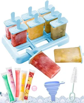 Immagine prodotto di Stampi in silicone per cubetti di ghiaccio, 9 pezzi, blu, senza BPA, riutilizzabili