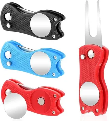 Produktbild von Golf Divot Reparaturset - inklapbare Pitchvork aus Edelstahl - tragbar für Golfclubs - Sport - Golfreparaturzubehör