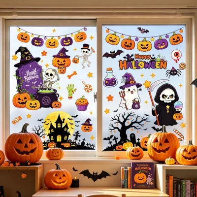 Productafbeelding van Halloween-decoraties voor ramen, dubbelzijdig bruikbaar, 120 x 30 cm, 1 vel