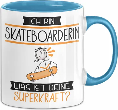 Produktbild von Skateboarderin Geschenk Tasse Ich Bin Skateboarderin Was Ist Deine Superkraft Geschenkidee Lustig Geburtstag Weihnachten (Blau)