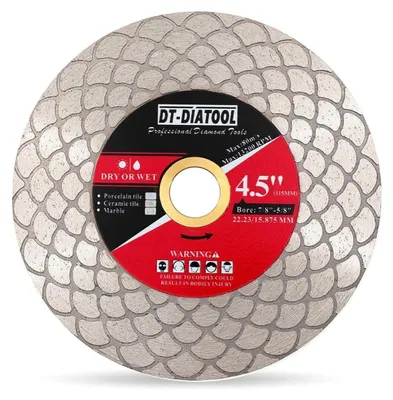 Zdjęcie produktu dla Tarcza diamentowa tnąca 115 mm do cięcia porcelany, ceramiki, marmuru, do obróbki krawędzi, z ostrzem w kształcie wachlarza, wysokość 25 mm, grubość 1,8 mm, ziarno #60/70, otwór 22,23 mm z podkładką