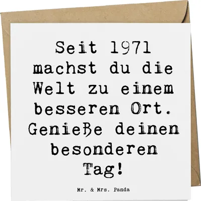 Produktbild von Mr. & Mrs. Panda Grußkarte Spruch 1971 Geburtstag - Weiß - Geschenk, Happy Birthday, Glückwunsch, besondere Botschaft, faltkarte, Klappkarte, individuelle Geschenke
