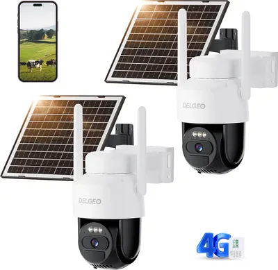 Zdjęcie produktu dla zewnętrzna kamera monitorująca 2x 4G - bateria 8000 mAh, wykrywanie AI, kolorowy noktowizor 1080P O-KAM Pro APP