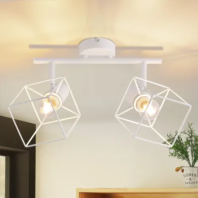 Produktbild von ZMH Deckenlampe 2 Flammig E14 Deckenspots Deckenleuchte Weiss 350°Schwenkbar Modern Wohnzimmerlampe Küchenlampe Flurlampe für Büro Ohne Leuchtmittel