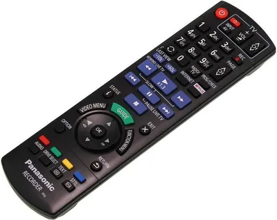 A product shot of a remote control on a white background.