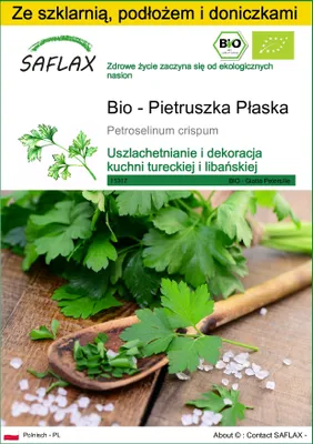 Zdjęcie produktu dla SAFLAX - Zestaw do uprawy - Bio - Pietruszka Płaska - 600 Nasiona - Z mini szklarnią, podłożem uprawowym i 2 doniczkami - Petroselinum crispum