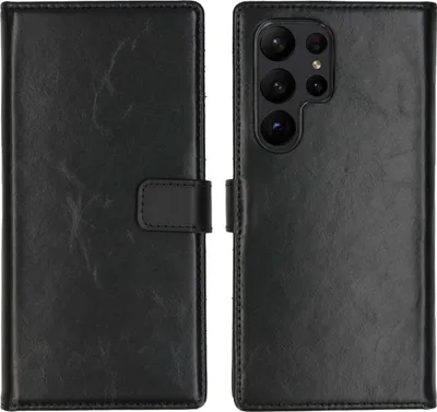 Zdjęcie produktu dla Selencia Genuine Leather Bookcase dla Samsung Galaxy S23 Ultra - Czarny
