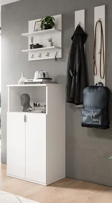 Produktbild von Garderobe Set 4-teilig "SystemX" in weiß Hochglanz Garderobenkombination 117 cm