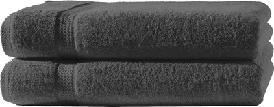 Produktbild von 2 Duschtücher anthrazit grau 70x140 cm Set Baumwolle Frottee Duschtuch groß