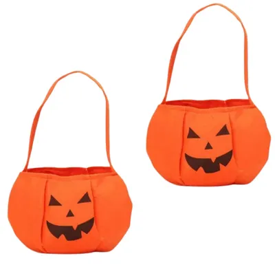 Productafbeelding van Set van 2 Halloween Pompoentas, Trick or Treat Zakjes voor Snoep