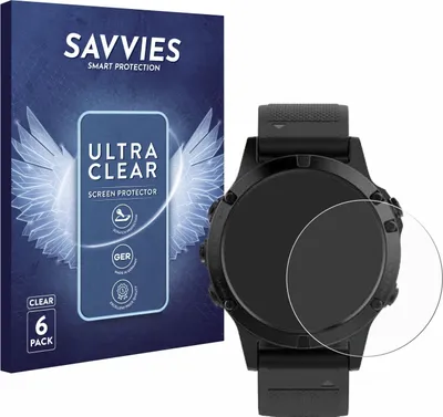 Produktbild von 6x Für Garmin fenix 5 (47 mm) / 5 Plus (47 mm) Schutzfolie Savvies Displayschutz Display Schutz Folie Klar Transparent