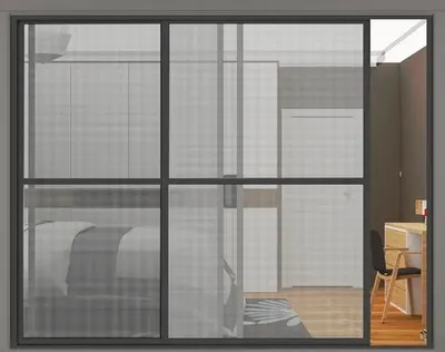Produktbild von Insektenschutz home protect Doppelschiebetür Aluminium ohne Bohren anthrazit 230x240 cm
