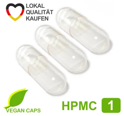 Produktbild von Leerkapseln vegan / vegetarisch HPMC Größe 1 leere Kapseln Zellulose - 20.000 Stück