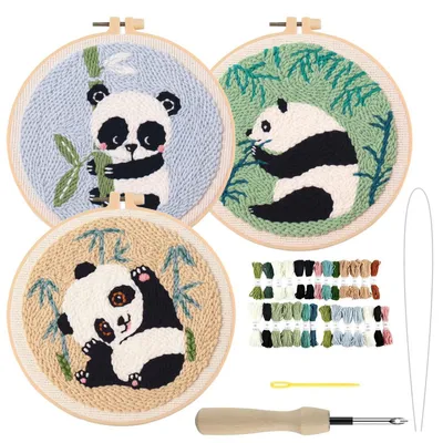 Produktbild von Punch Needle Set für Anfänger mit Panda-Design, DIY-Stick-Set für Erwachsene, Mehrfarbig