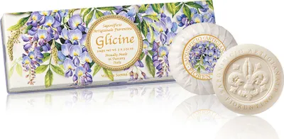 Produktbild von Saponificio Artigianale Fiorentino handgemachte Blauregen Seife liebevoll verpackt in hochwertiger Geschenkbox  3x100 g