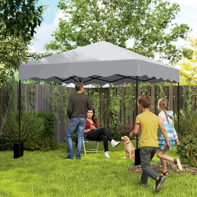 Image de Tente pliante pop-up 3 x 3 m – hydrofuge, résistante à l'hiver et protection UV 50+, tente de réception pliable avec sac de transport, pour le camping et le jardin, gris clair