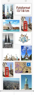 A collage of travel-themed images, including landmarks and cityscapes, with a text overlay indicating photo format.
