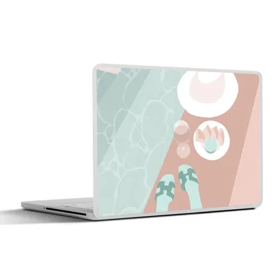 Produktbild von MuchoWow® Laptop Aufkleber Sticker Cover Weinglas - Hausschuhe - Pool - Sommer 25x18 cm - Laptop-Deko