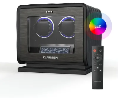 Image de Klarstein LuminousTime remontoir de montre automatique – Boite à montre avec moteur silencieux, cuir végétal, 20 réglages TPD, éclairage LED & RVB, écran tactile & télécommande