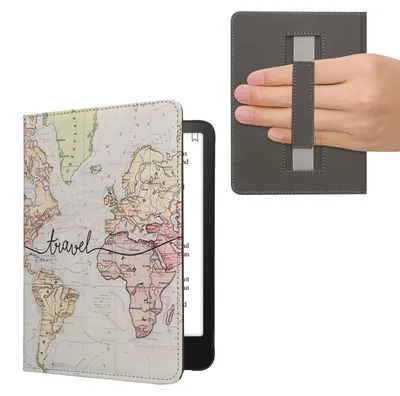 Produktbild von kwmobile Schutzhülle für Amazon Kindle Paperwhite (2024)/Colorsoft Hülle - eReader Flip Case mit Handschlaufe und Auto Sleep Funktion - Travel