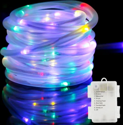 Produktbild von 5M 50 LED Lichterschlauch Batterie, Lichterkette Bunt für Innen Party Hochzeit Weihnachten Deko Dekolicht mit 8 Modi IP67 Wasserdicht