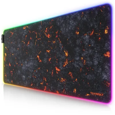 Produktbild von Titanwolf RGB Gaming Mauspad, Mousepad 900 x 400 mm, verbessert Präzision & Geschwindigkeit, Lavamotiv