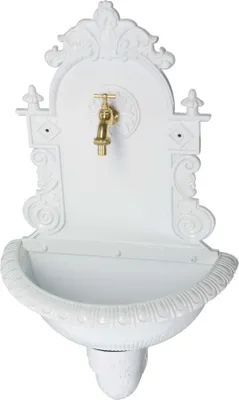 Produktbild von Waschbecken Wandbrunnen Wein Garten Alu weiss antik Stil Brunnen Waschplatz Bad