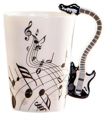 Gitarren-Tasse aus Keramik, 250 ml, schwarz, mit Henkel