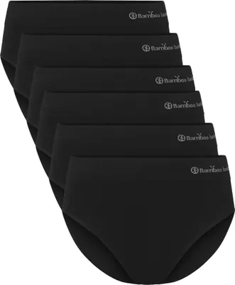 Produktbild von Bamboo basics Damen Slips, 6er Pack - BELLE seamless full briefs, Jersey, Logo Schwarz L