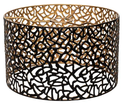Metall-Lampenschirm schwarz-gold E27/E14 hohl Ø30 cm