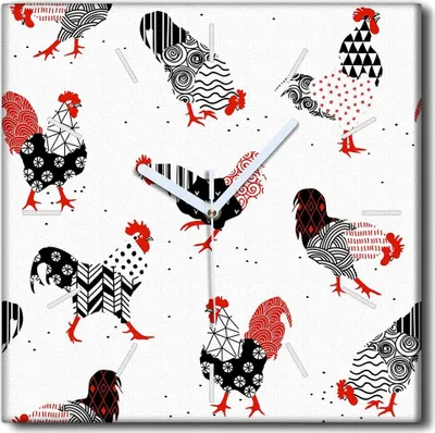Produktbild von Coloray Uhr auf Leinwand 30x30 cm Wand Uhr Dekoration Wohnzimmer Segeltuch weiße Zeiger -Bauernhof KURA Tiere.