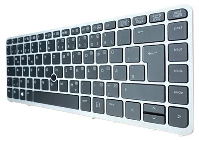 A close-up, angled view of a German keyboard.