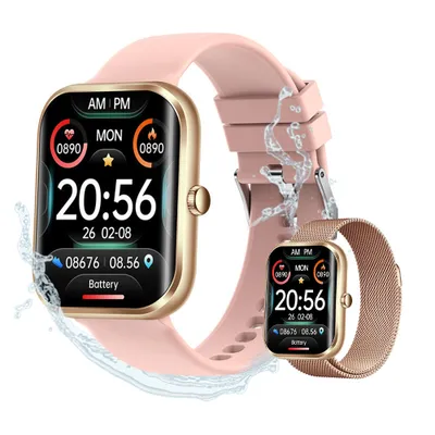Produktbild von Valdus Damen Smartwatch – 250 mAh, 1,96 Zoll, Telefonfunktion, Fitness-Tracker mit Schlafanalyse, Herzfrequenz & Anrufbenachrichtigung – Rosa