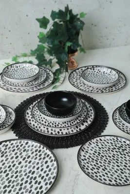 Obrázok produktu pre Hermia Concept, X00014914000000000000000000000, sada keramického riadu (24 kusov), 100 % CERAMIC, čierna, 18 cm