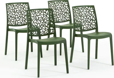 Immagine prodotto di set di 4 sedie impilabili in polipropilene con fibra di vetro per esterni e giardino, bar e ristorante, cucina dal design moderno - ANNA - Olive