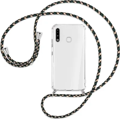 Produktbild von Handykette Backcover-Schutzhülle mit Band (Metall silberfarben) für Samsung Galaxy A70e - camouflage
