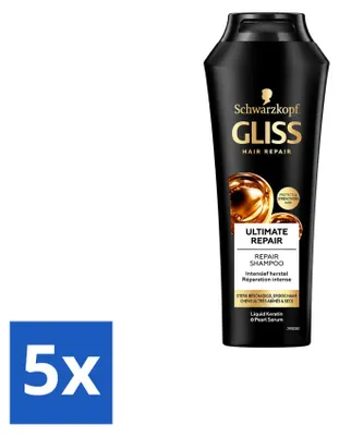 Imagen del producto de 5 champús Gliss Kur Ultimate Repair para cabello dañado, 250 ml cada uno - Paquete económico - 5 unidades