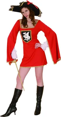 Immagine prodotto di Costume da moschettiere da donna costume storico rosso-nero-oro - S