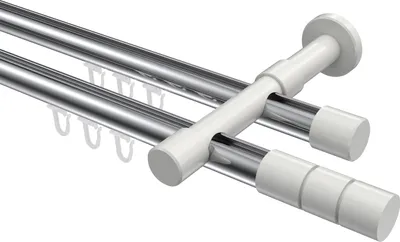 Produktbild von Interdeco Innenlaufstange / Gardinenstange mit Innenlauf Chrom / Weiß, Typ Prestige Elanto (Rillenzylinder), 20 mm Ø 2-läufig, 100 cm