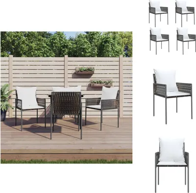 Zdjęcie produktu dla vidaXL Krzesła ogrodowe z poduszkami 4 szt. Brązowy 54x61x83 cm Poli rattan - Krzesła ogrodowe