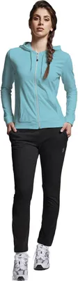 Produktbild von ATHL DPT. Damen Jogginganzug/Sportanzug mit Kapuze und Bündchen, Türkis/ Schwarz, Gr. S