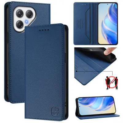Produktbild von Lederhülle für Tecno Pova 7 4G Hülle Flip Brieftasche Kartenfächern Ständer Schutzhülle Blau