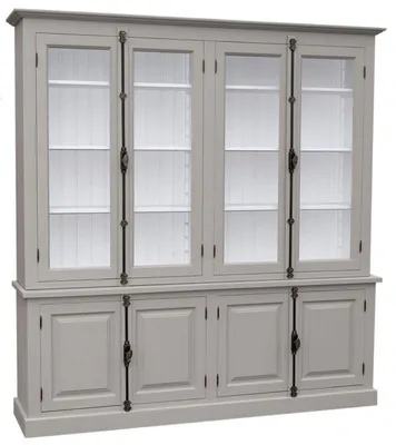 Image de Casa Padrino Armoire de salon de style rustique Gris / Blanc 223 x 50 x H. 228 cm - Armoire de salon avec 8 portes