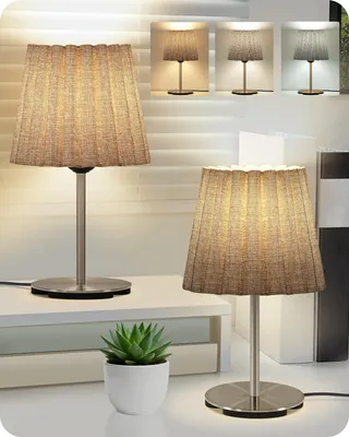 Productafbeelding van Bedlampje set van 2 grijs, tafellamp met kabel slaapkamer