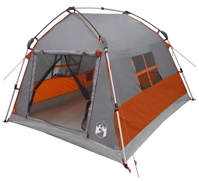 Image de vidaXL Tente de camping rapide, imperméable, pour 2 personnes, gris et orange