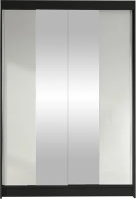 Produktbild von MIRJAN24 Schiebetürenschrank Lino II, Schrank mit Spiegel, Kleiderschrank (Schwarz / Weiß, ohne Beleuchtung)